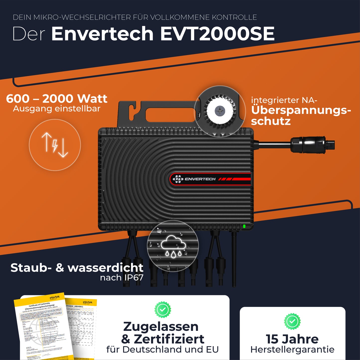 Envertech EVT2000SE Mikro-Wechselrichter 2000W