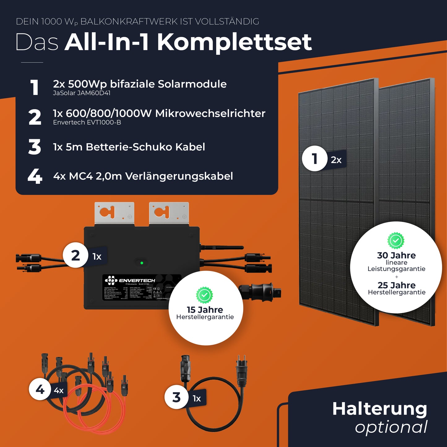 SOLARWAY Balkonkraftwerk 1000 Watt | Envertech 600/800/1000 Watt