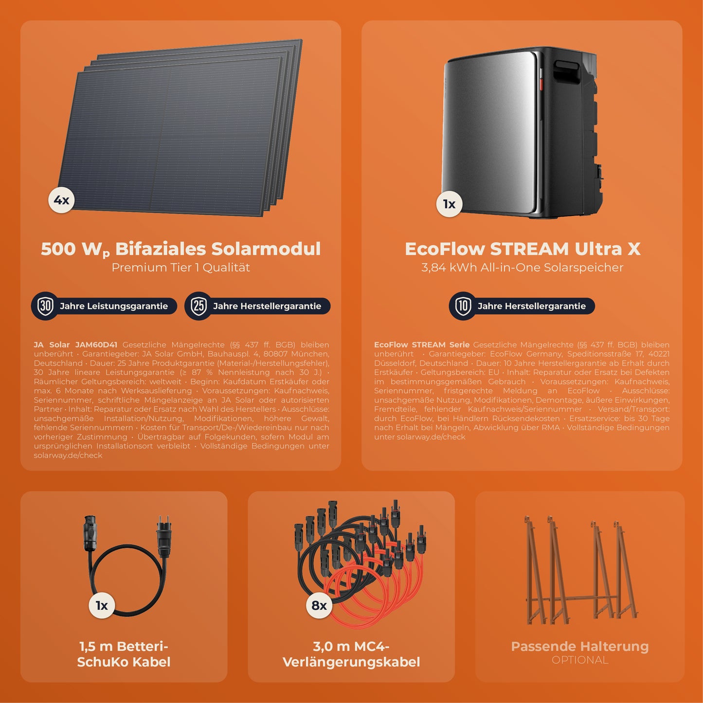 SOLARWAY Balkonkraftwerk 2000 Watt Ultra | EcoFlow STREAM Ultra X 3840 Wh Batterie