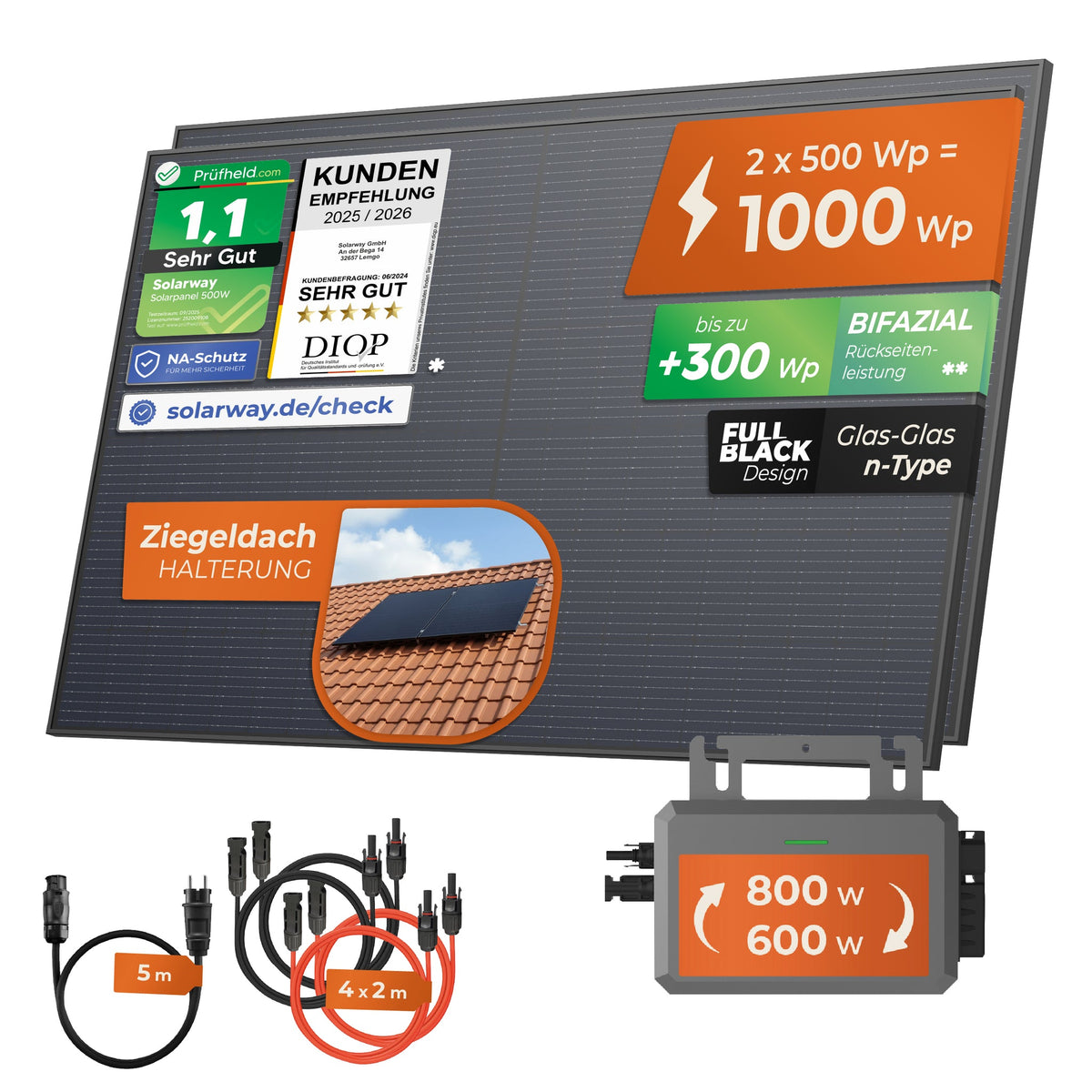 SOLARWAY Balkonkraftwerk 1000 Watt mit Hoymiles 800 Watt – Produktansicht 11