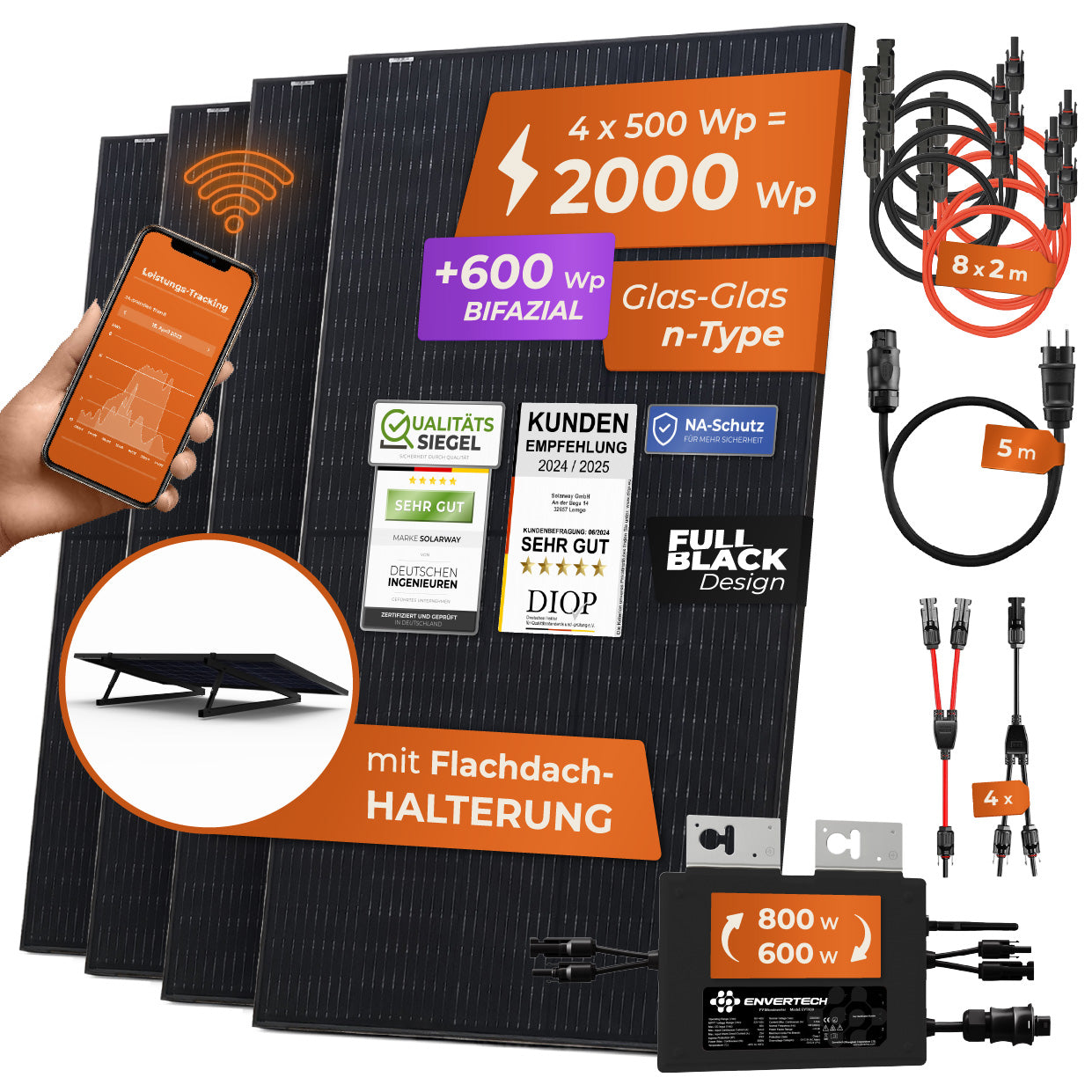 SOLARWAY Balkonkraftwerk 2000 Watt | Envertech 800 Watt