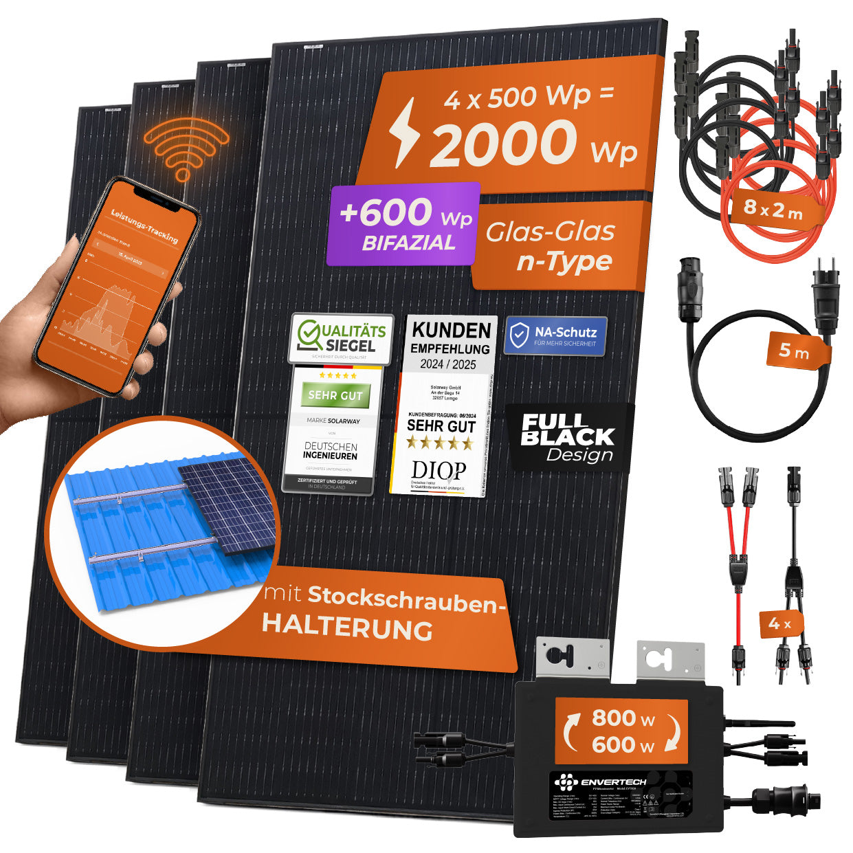 SOLARWAY Balkonkraftwerk 2000 Watt | Envertech 800 Watt