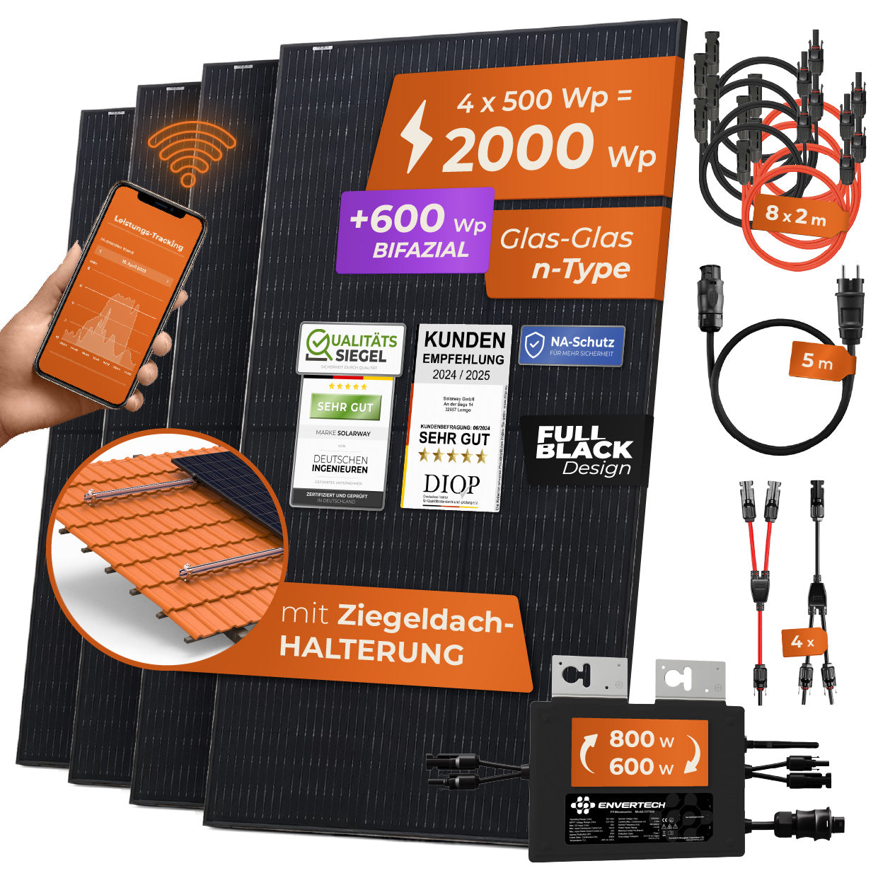 SOLARWAY Balkonkraftwerk 2000 Watt | Envertech 800 Watt