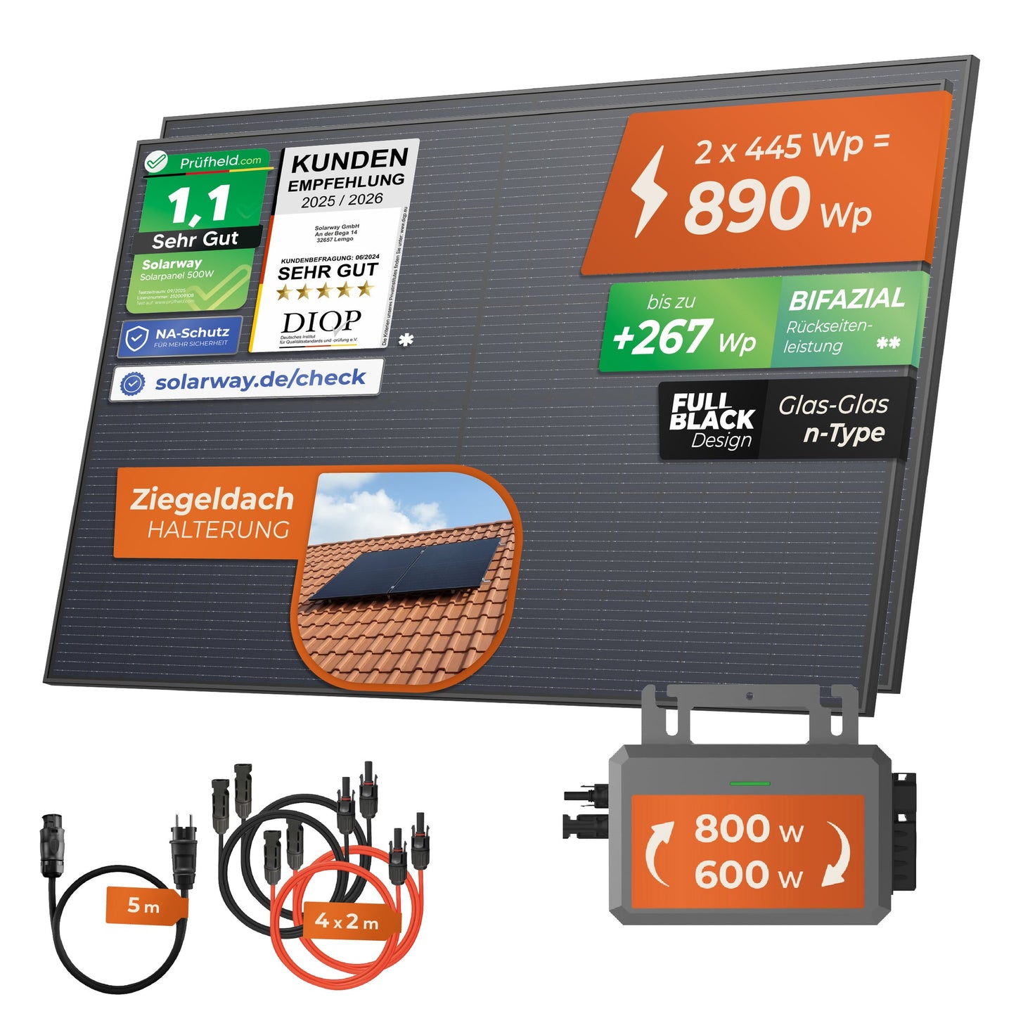 SOLARWAY Balkonkraftwerk 890 Watt mit Hoymiles 800 Watt – Produktansicht 12
