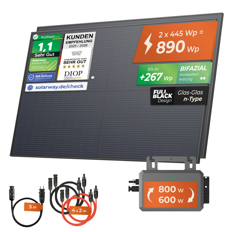 Balkonkraftwerk 800W genehmigungsfrei – steckerfertiges Solarset bis 800 Watt