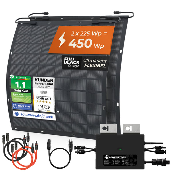 SOLARWAY Balkonkraftwerk 450 Watt Flex | Envertech EVT 800 - Solarway