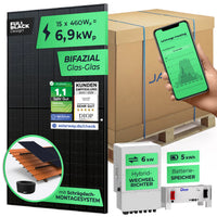 SOLARWAY Solaranlage Komplettset 6,9 kW | Deye 6 kW | Bifazial inkl. Montagesystem, App & WiFi
