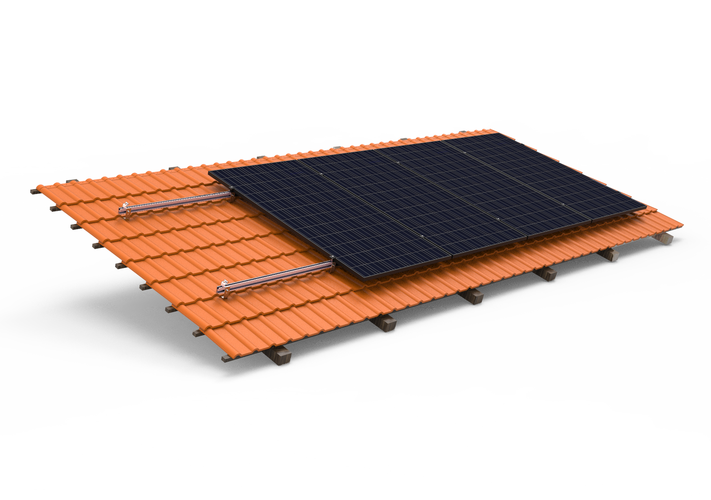 Solarway Balkonkraftwerk Ziegeldach Halterung für Solarpanel | Ziegeldach Befestigung für 2 Solarmodule vertikal Halterung Set | Schwarz
