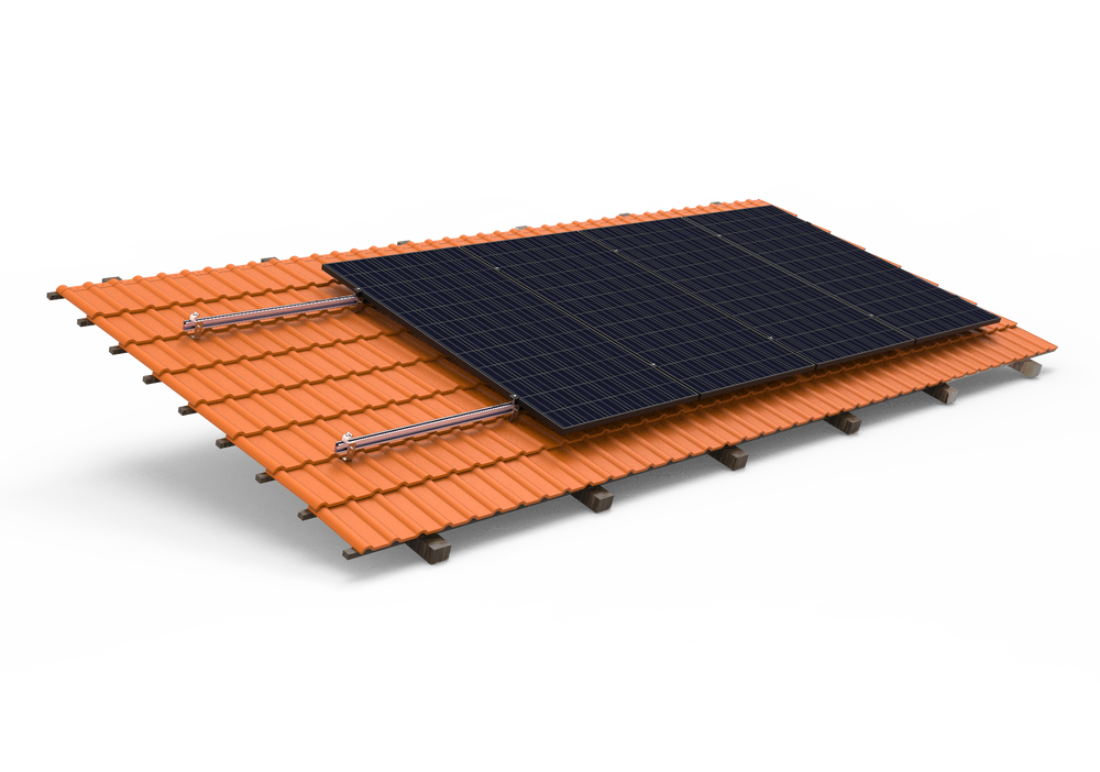 Solarway Balkonkraftwerk Ziegeldach Halterung für Solarpanel | Ziegeldach Befestigung für 2 Solarmodule vertikal Halterung Set | Schwarz