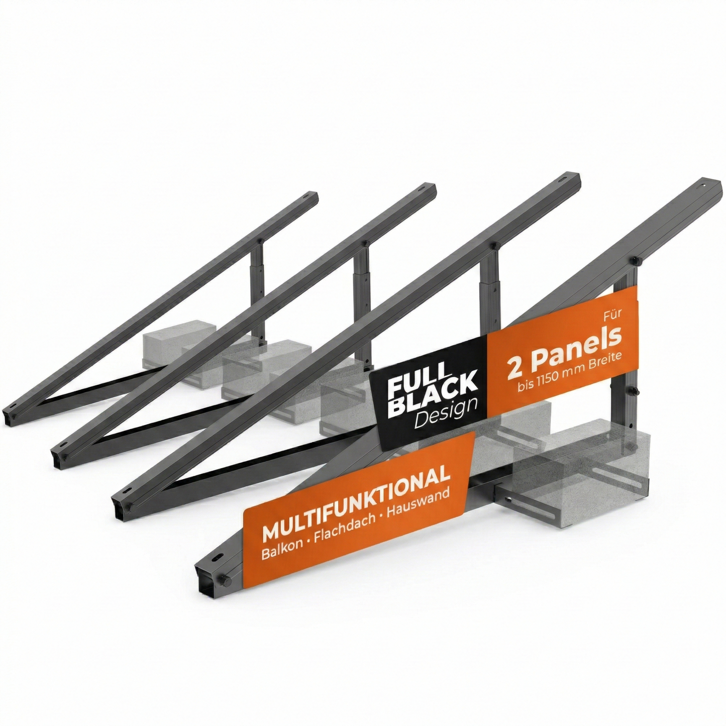Solarway Balkonkraftwerk Halterung | Schwarz | Für Balkon, Geländer, Fassade & Flachdach | 15–30° Neigungswinkel | Für 2 Solarmodule - Solarway