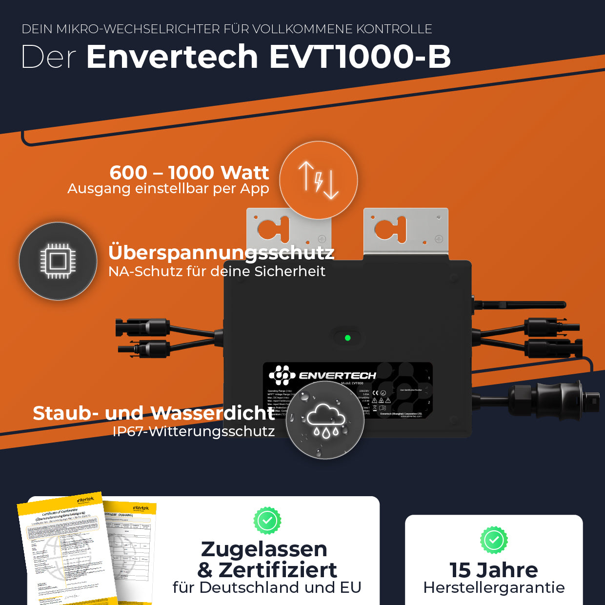 SOLARWAY Balkonkraftwerk 1000 Watt | Envertech 600/800/1000 Watt