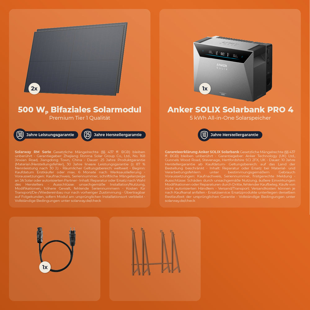 SOLARWAY Balkonkraftwerk 1000 Watt | Anker SOLIX Solarbank 4 Pro - Solarway
