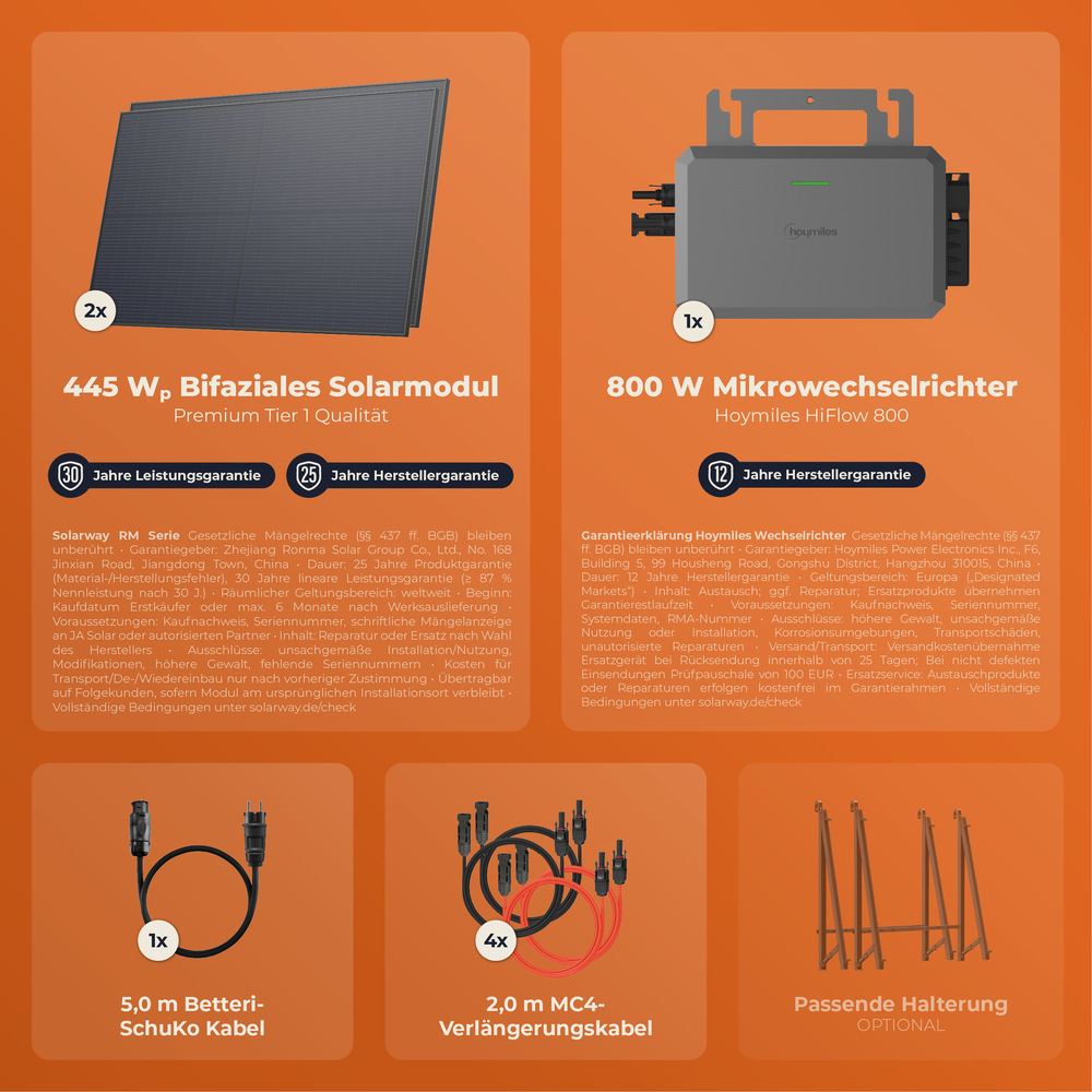 SOLARWAY Balkonkraftwerk 890 Watt | Hoymiles Hiflow 800