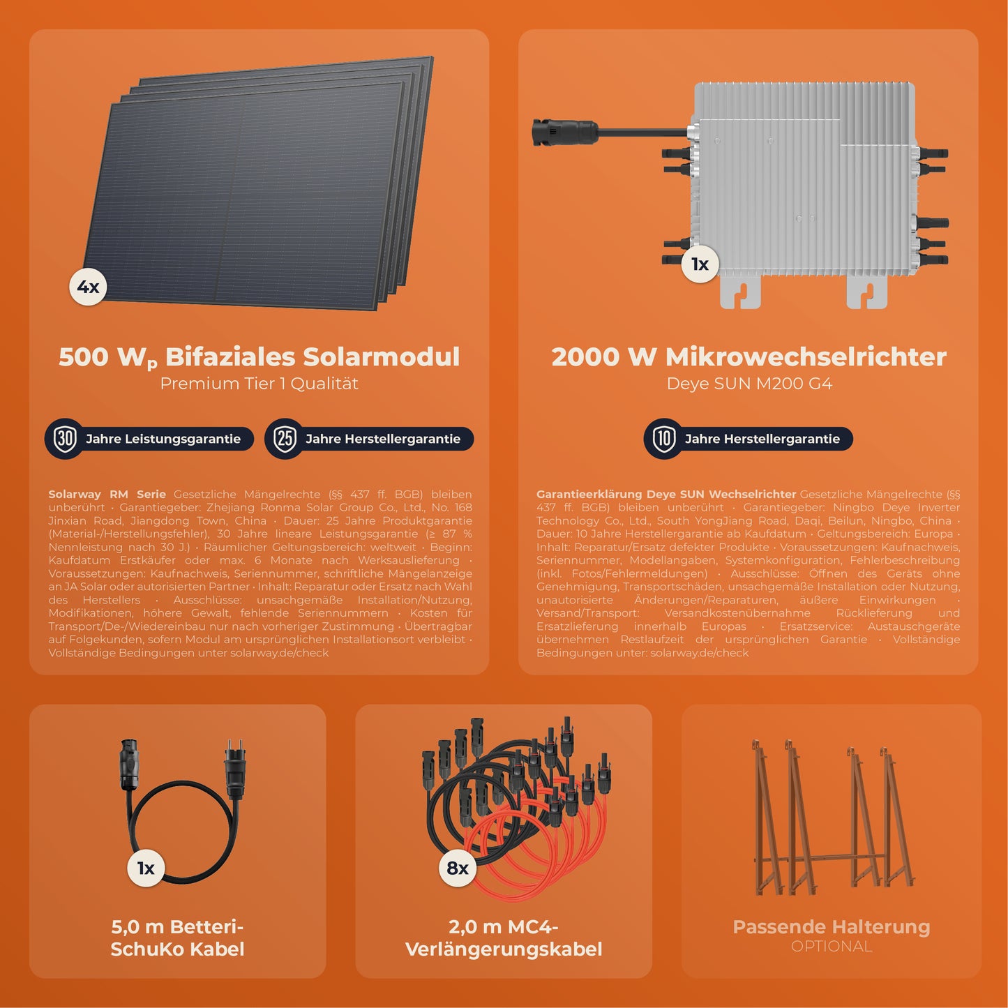 SOLARWAY Balkonkraftwerk 2000 Watt | Deye 2000 Watt