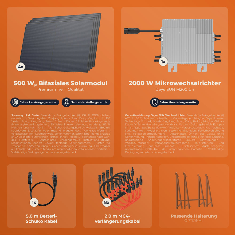 SOLARWAY Balkonkraftwerk 2000 Watt | Deye 2000 Watt