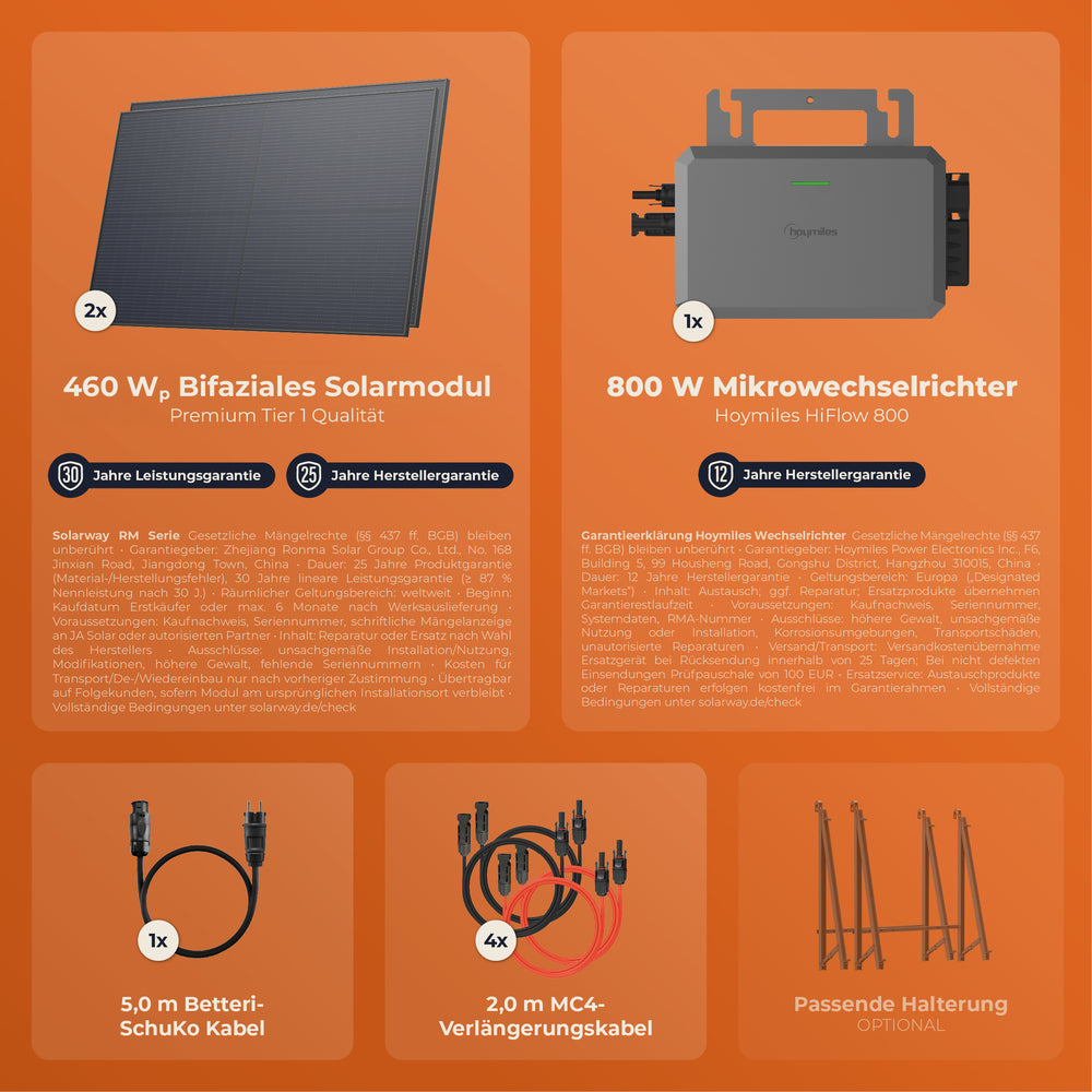 SOLARWAY Balkonkraftwerk 920 Watt | Hoymiles Hiflow 800