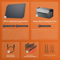 SOLARWAY Balkonkraftwerk 2000 Watt | Anker SOLIX Solarbank 2 E1600 Pro 1,6 kWh Speicher