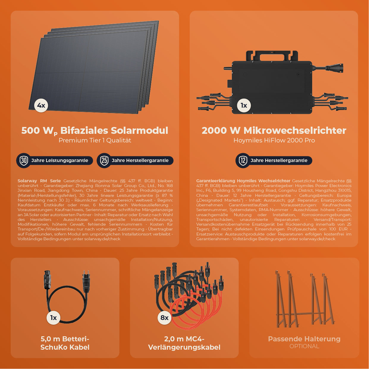 SOLARWAY Balkonkraftwerk 2000 Watt  | Hoymiles HiFlow 2000 Pro