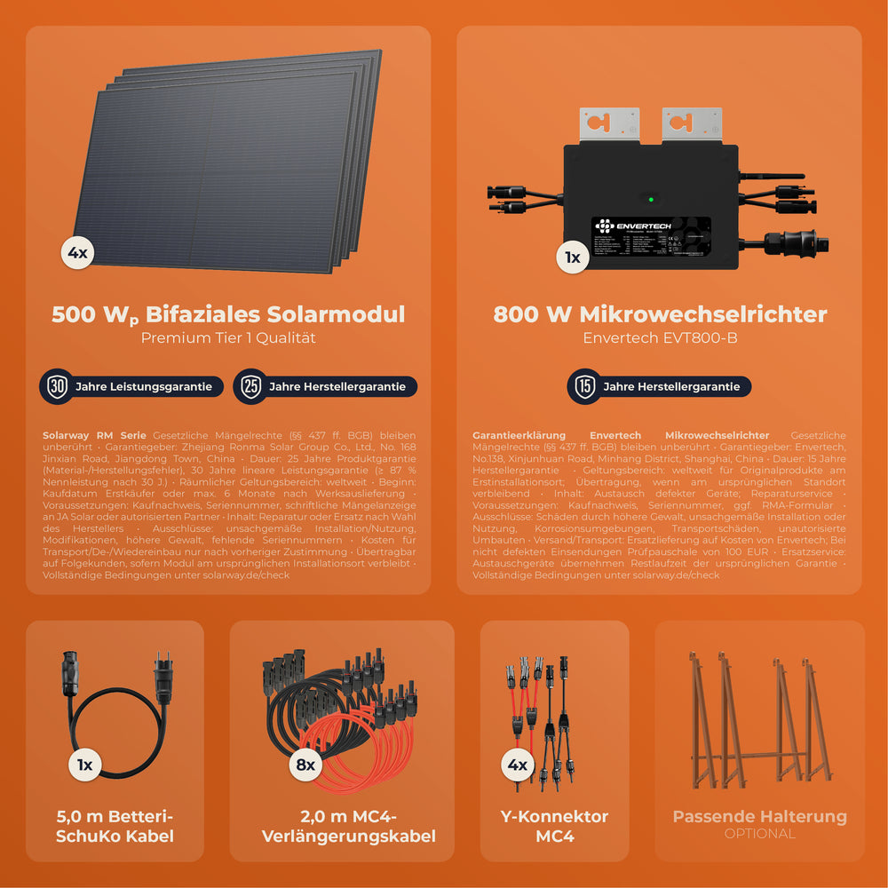 SOLARWAY Balkonkraftwerk 2000 Watt | Envertech 800 Watt - Solarway