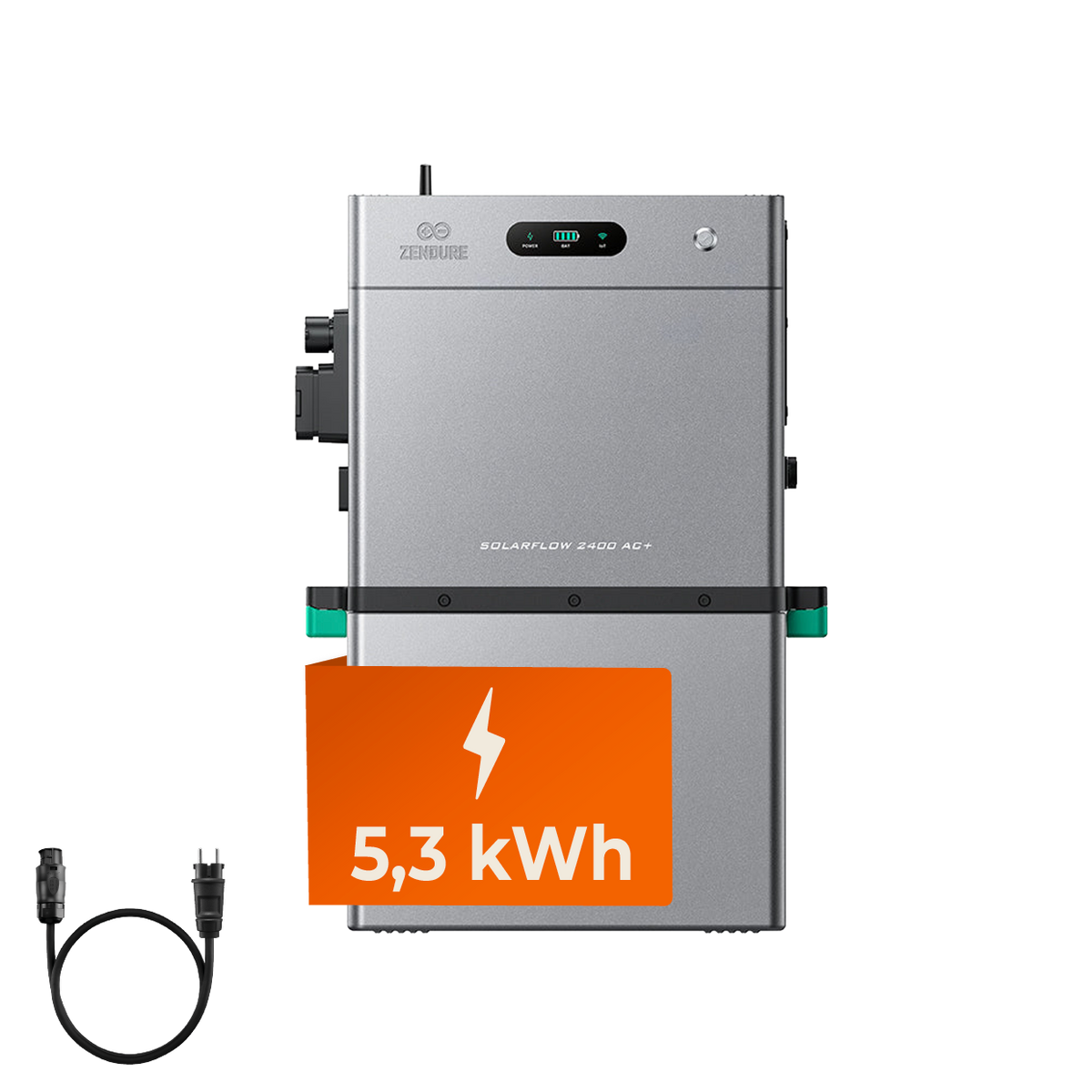 Zendure SolarFlow 2400 AC+ mit 1x AB3000L Erweiterungsbatterie – Systemkonfiguration mit 5,28 kWh