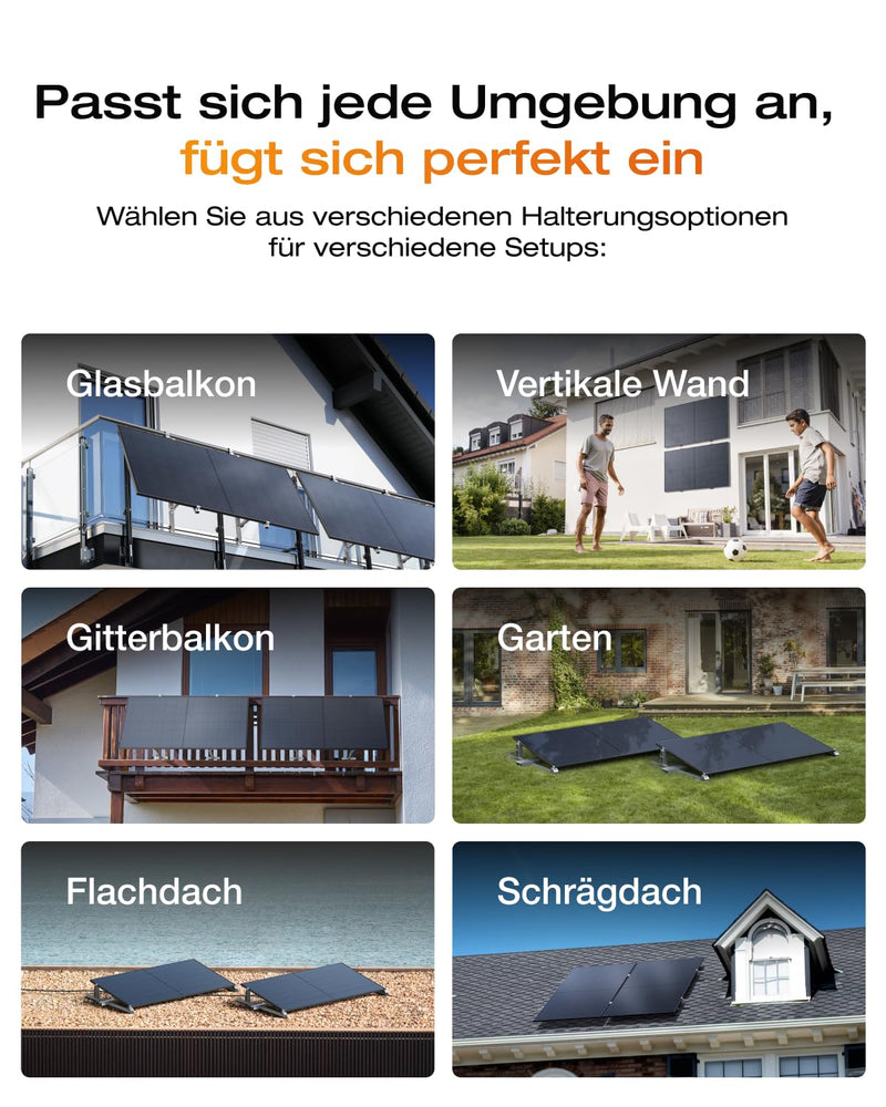 SOLARWAY Balkonkraftwerk 880 Watt | EcoFlow 600/800 Watt | Bifazial