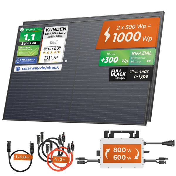 SOLARWAY Balkonkraftwerk 1000 Watt | Hoymiles Hiflow 800 PRO - Solarway
