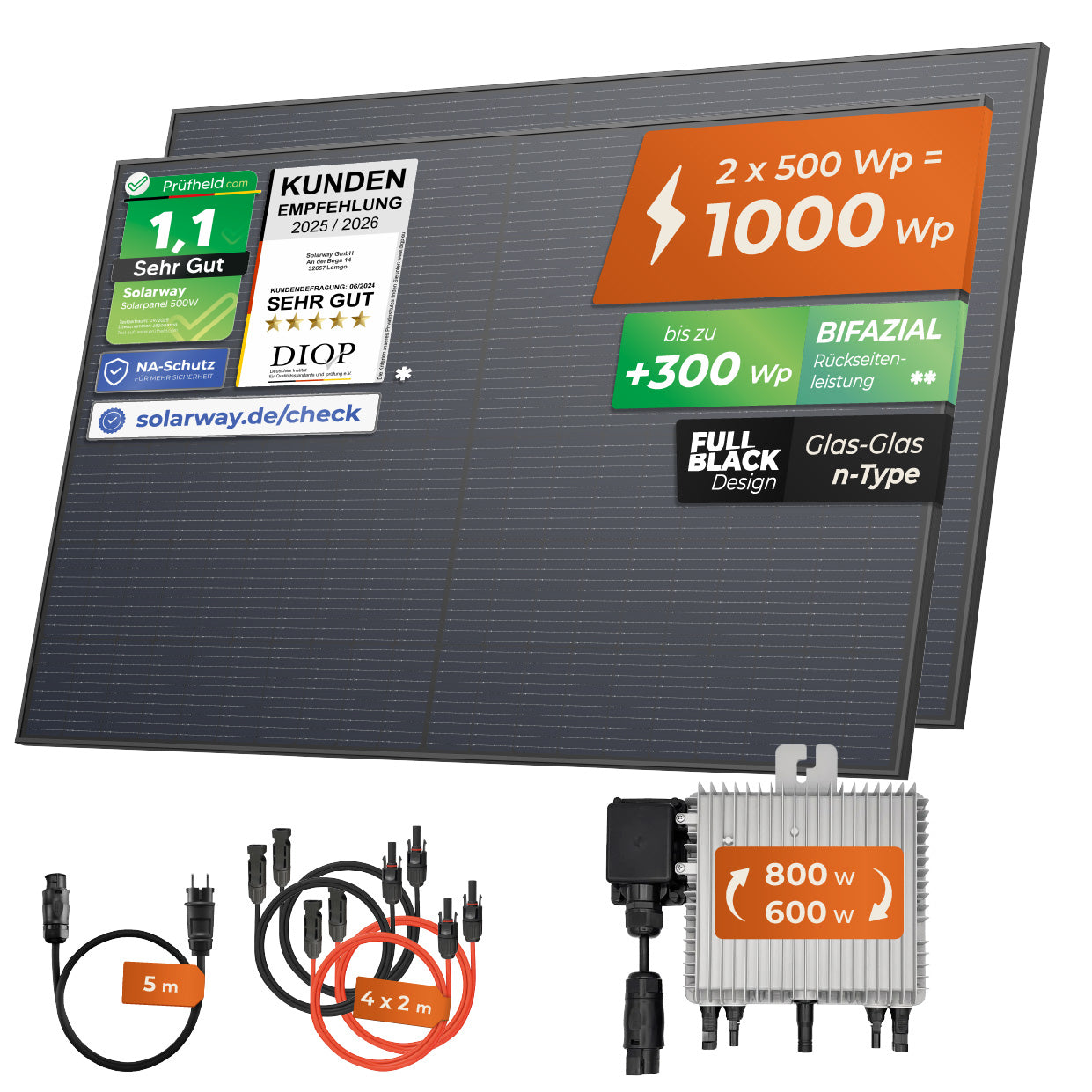 SOLARWAY Balkonkraftwerk 1000 Watt | Deye 800 Watt