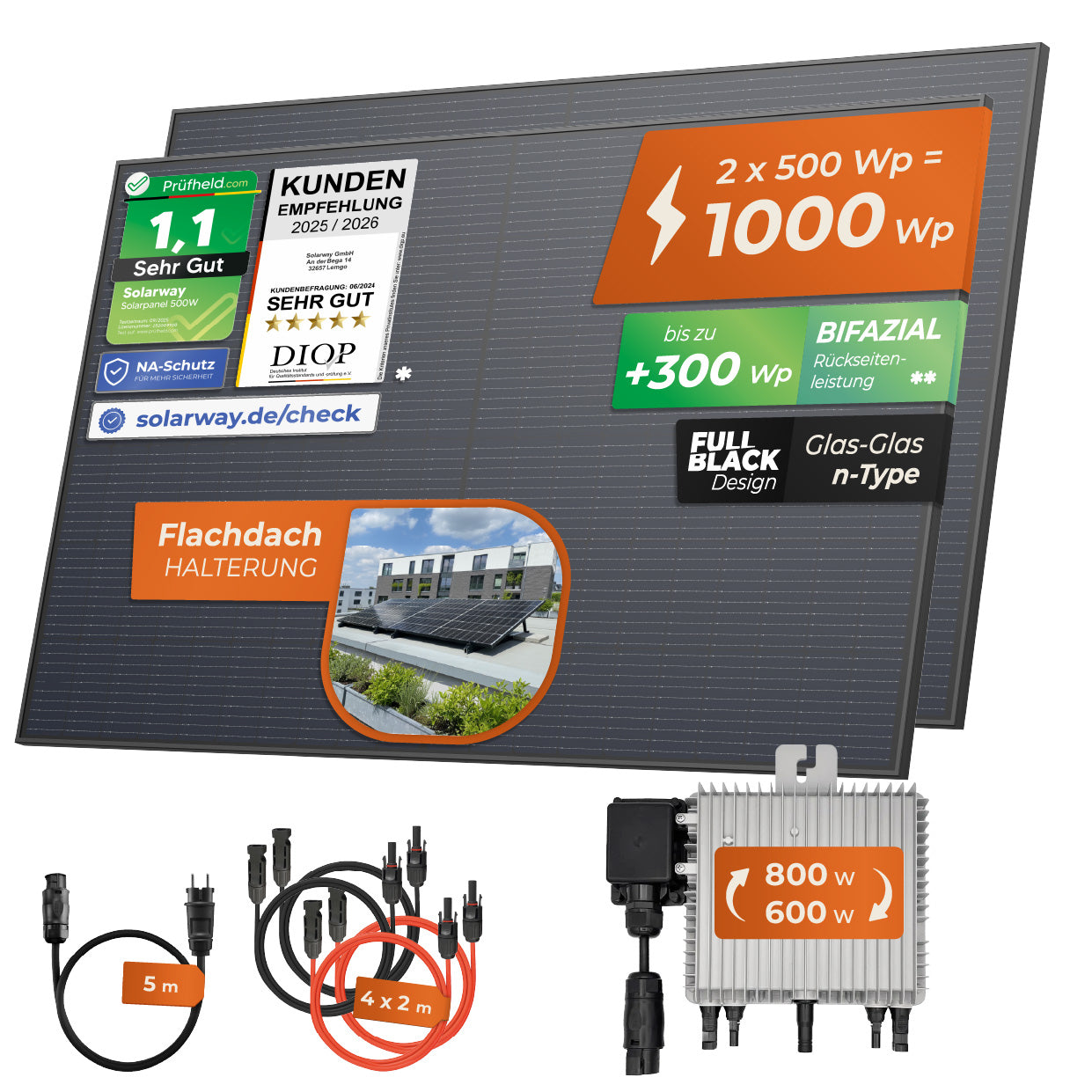 SOLARWAY Balkonkraftwerk 1000 Watt | Deye 800 Watt