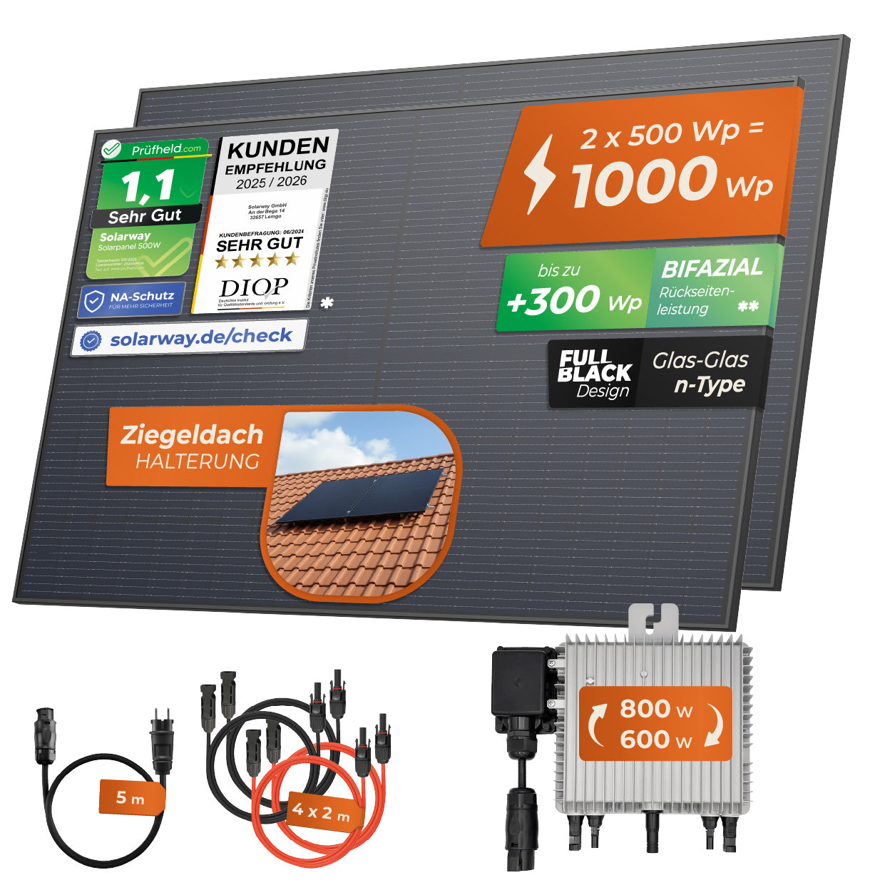 SOLARWAY Balkonkraftwerk 1000 Watt | Deye 800 Watt