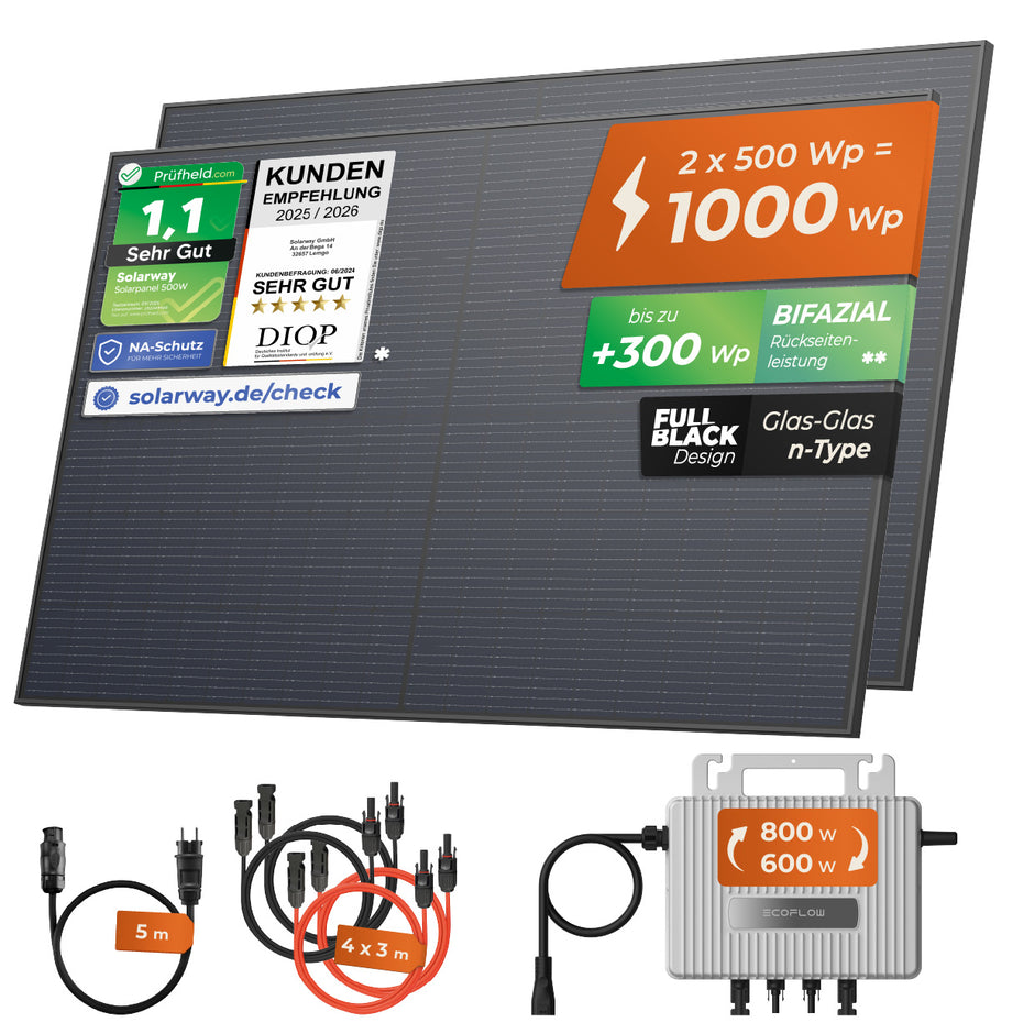 SOLARWAY Balkonkraftwerk 1000 Watt | EcoFlow 600/800 Watt