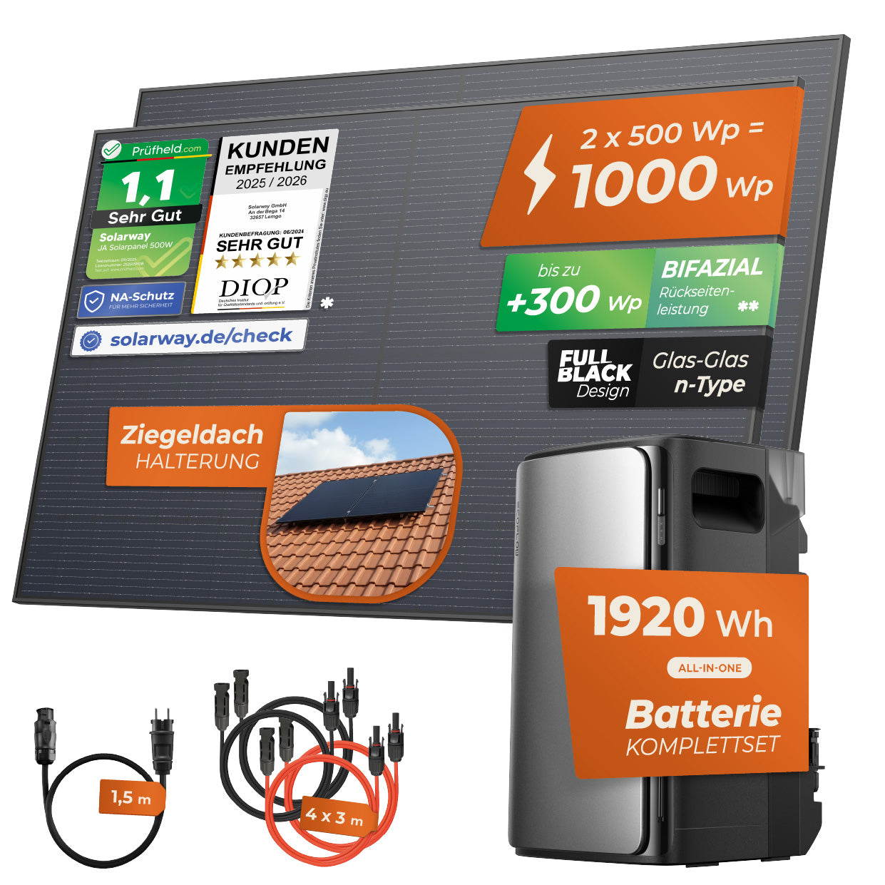 SOLARWAY Balkonkraftwerk 1000 Watt Max | EcoFlow STREAM Max 1920 Wh Batterie