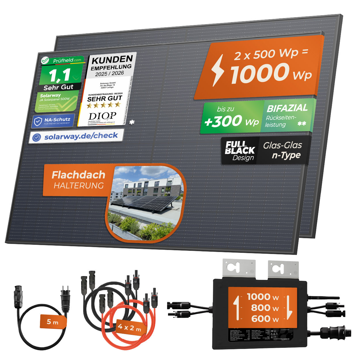 SOLARWAY Balkonkraftwerk 1000 Watt | Envertech 600/800/1000 Watt