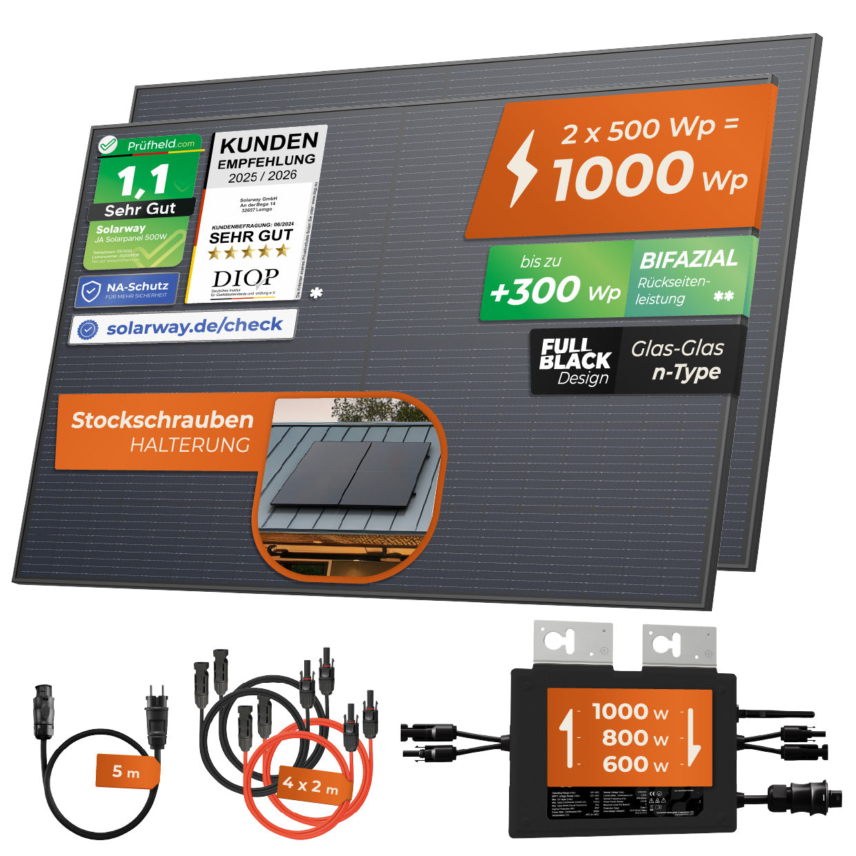 SOLARWAY Balkonkraftwerk 1000 Watt | Envertech 600/800/1000 Watt