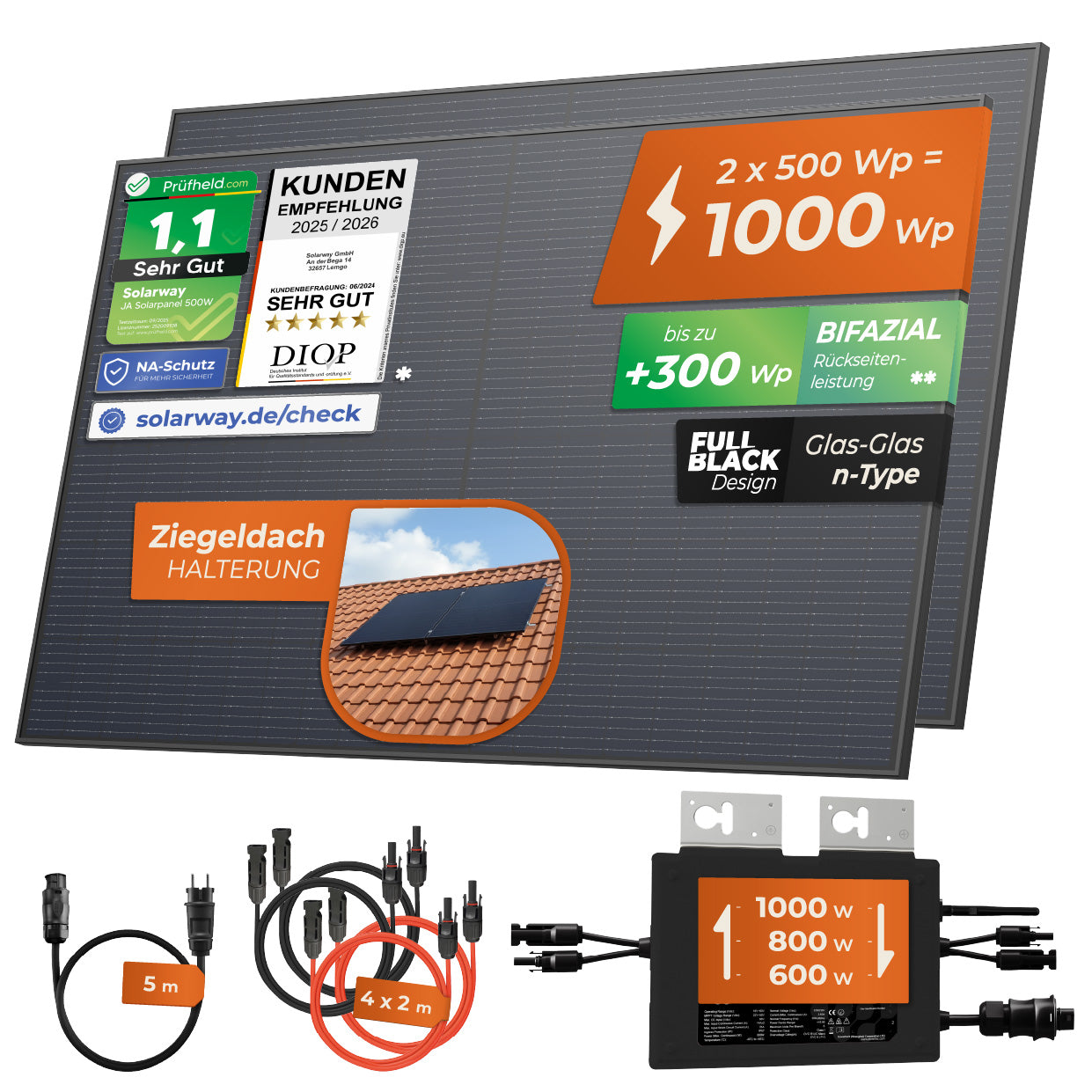 SOLARWAY Balkonkraftwerk 1000 Watt | Envertech 600/800/1000 Watt