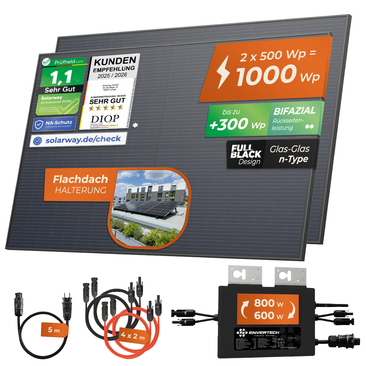 SOLARWAY Balkonkraftwerk 1000 Watt | Envertech 600/800 Watt