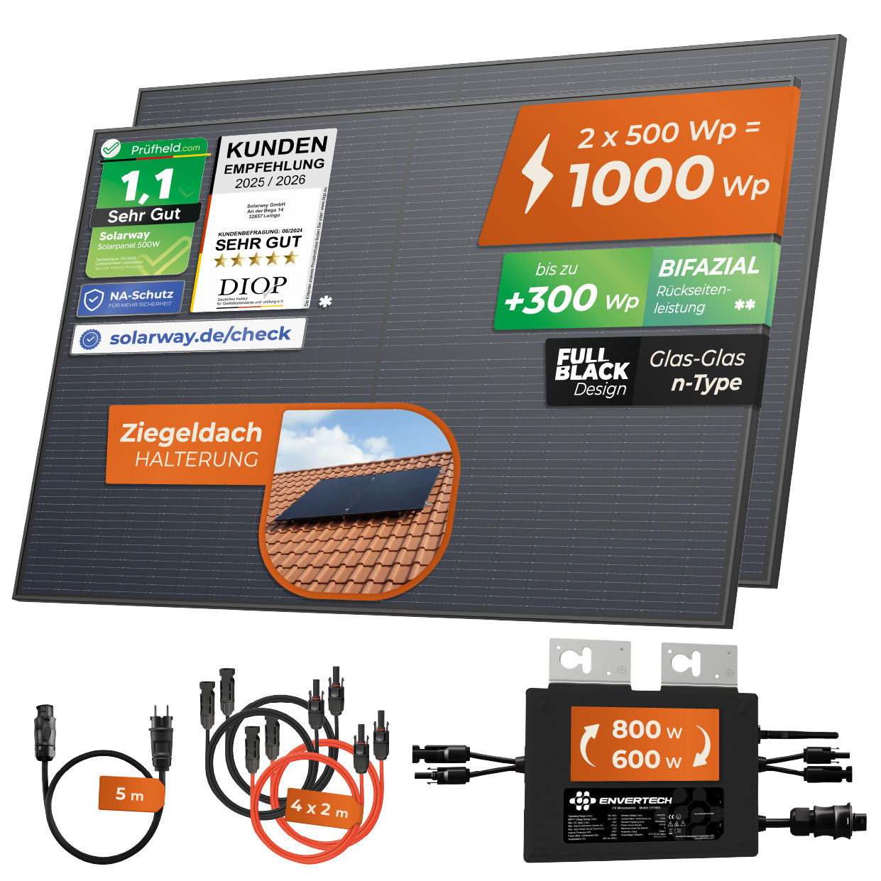 SOLARWAY Balkonkraftwerk 1000 Watt | Envertech 600/800 Watt