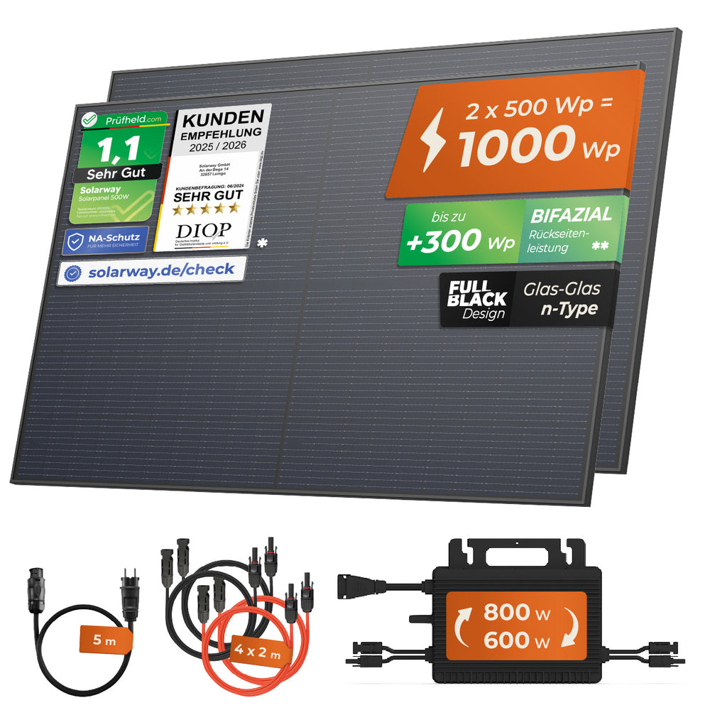 SOLARWAY Balkonkraftwerk 1000 Watt | Hoymiles 800 Watt