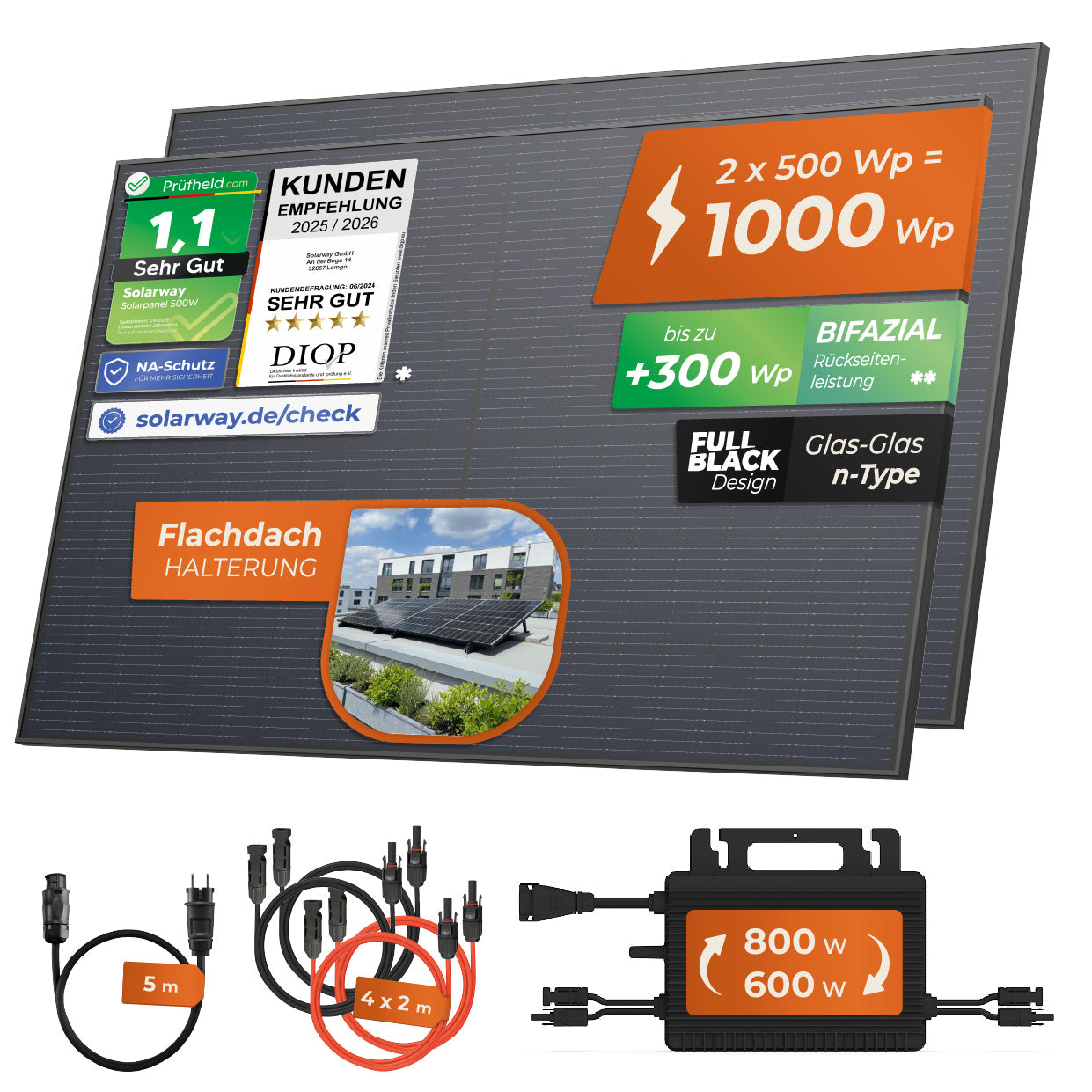 SOLARWAY Balkonkraftwerk 1000 Watt | Hoymiles 800 Watt