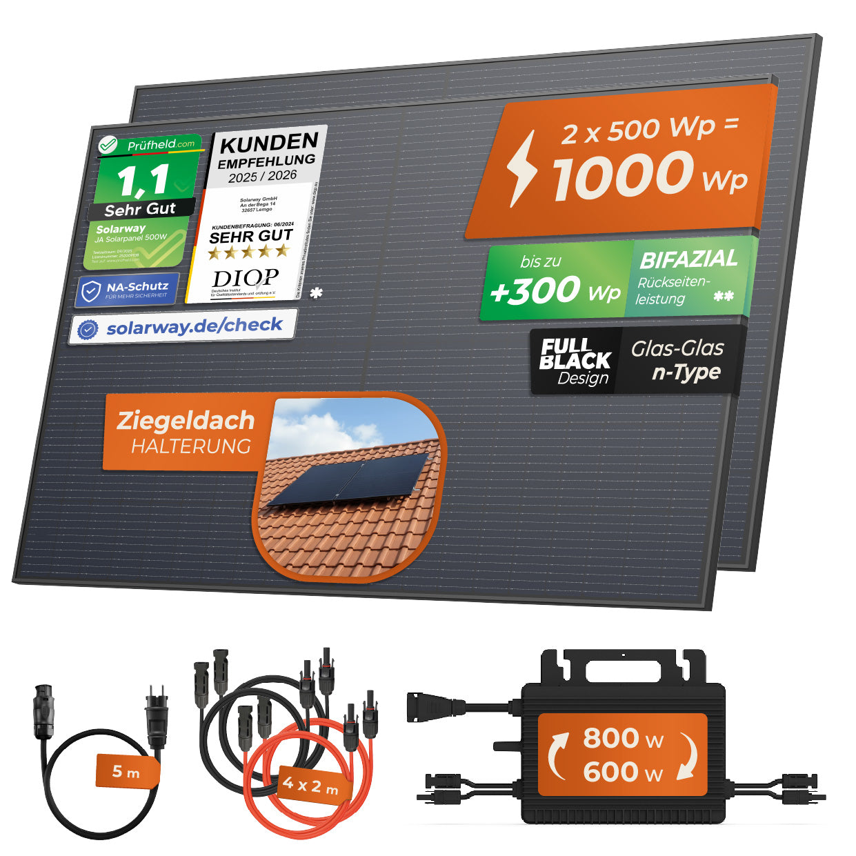 SOLARWAY Balkonkraftwerk 1000 Watt | Hoymiles 800 Watt