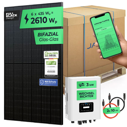 SOLARWAY On Grid Solaranlage Komplettset 2610 W | Deye 3 kW | Bifazial inkl. App & WiFi