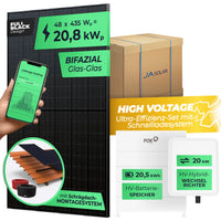 SOLARWAY High Voltage Solaranlage Komplettset 20kW | Fox ESS 20kW | Bifazial inkl. Montagesystem, App & WiFi - Solarway