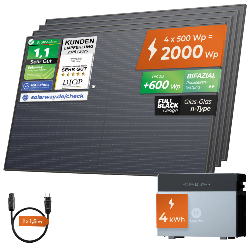 SOLARWAY Balkonkraftwerk 2000 Watt | Hoymiles HiBattery 4020 X - Solarway