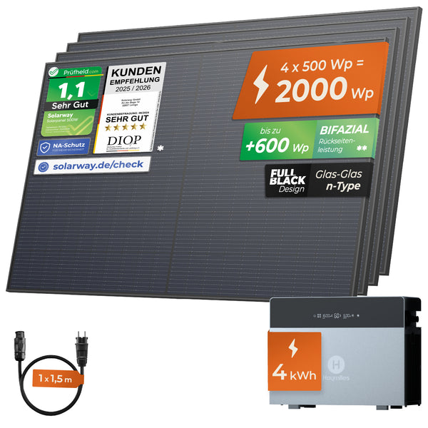 SOLARWAY Balkonkraftwerk 2000 Watt | Hoymiles HiBattery 4020 X - Solarway