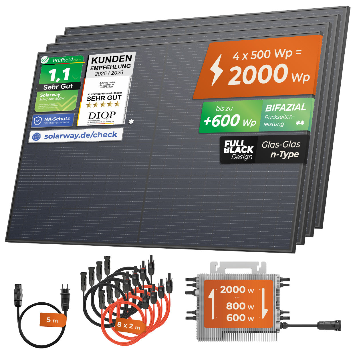SOLARWAY Balkonkraftwerk 2000 Watt | Deye 2000 Watt