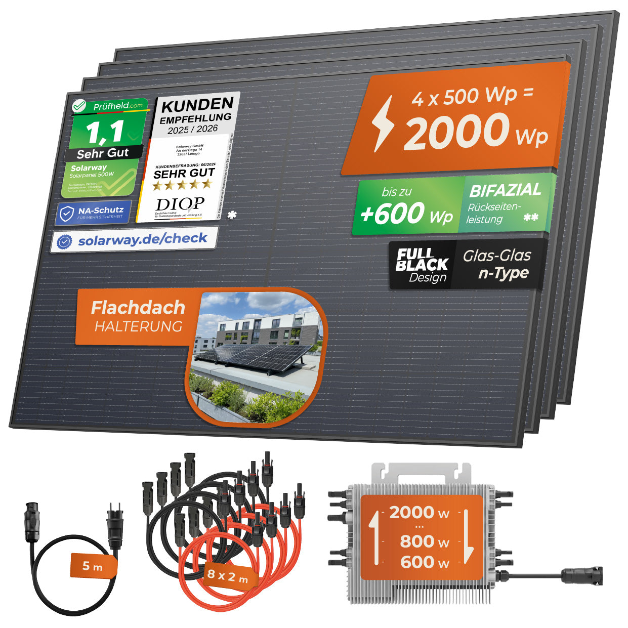 SOLARWAY Balkonkraftwerk 2000 Watt | Deye 2000 Watt