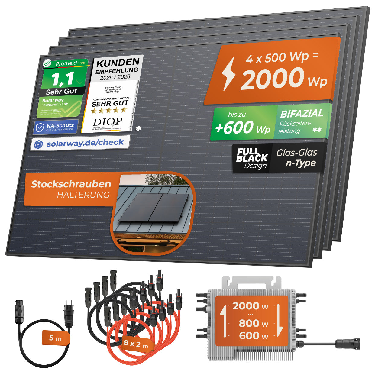 SOLARWAY Balkonkraftwerk 2000 Watt | Deye 2000 Watt