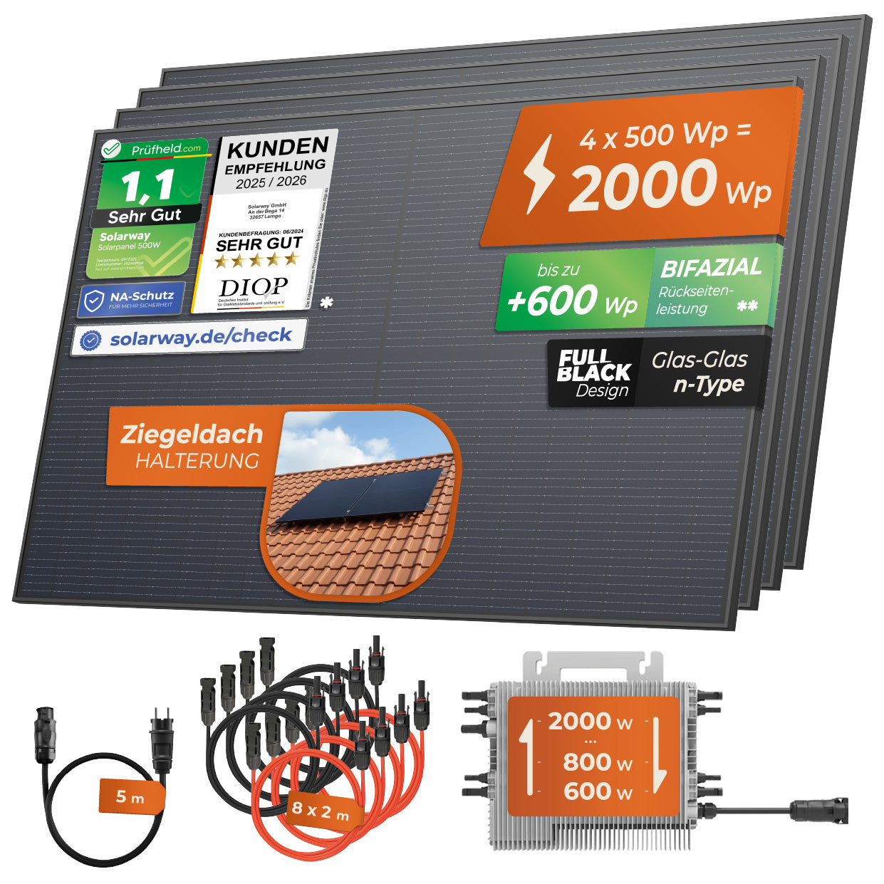 SOLARWAY Balkonkraftwerk 2000 Watt | Deye 2000 Watt