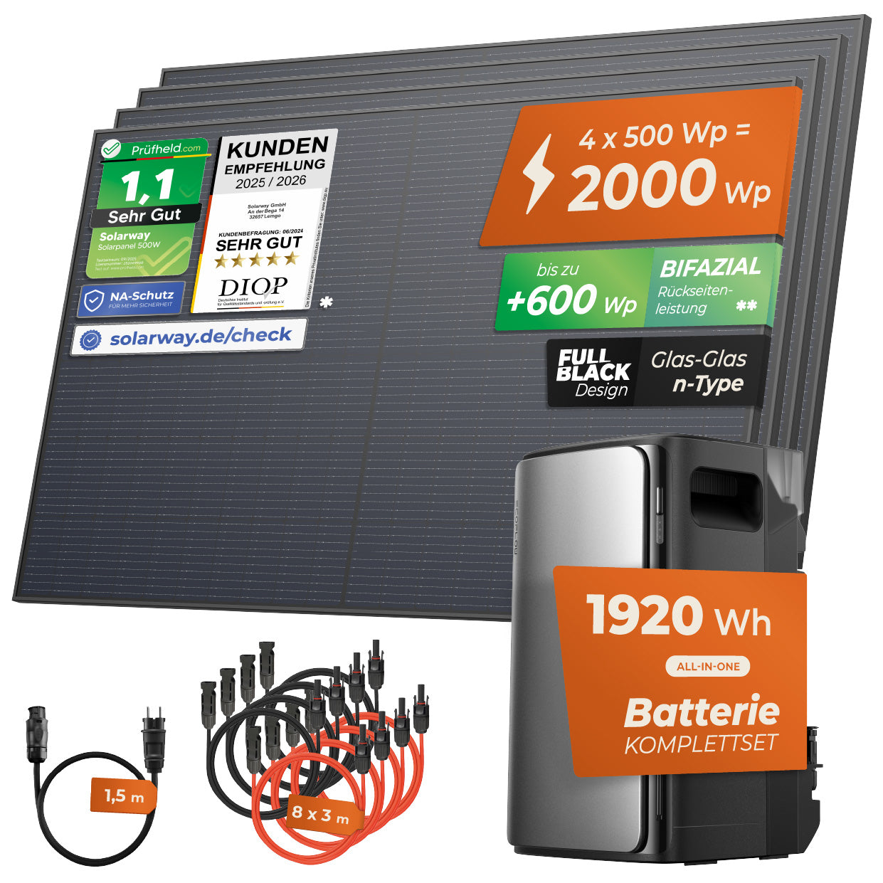 SOLARWAY Balkonkraftwerk 2000 Watt Ultra | EcoFlow STREAM Ultra 1920 Wh Speicher