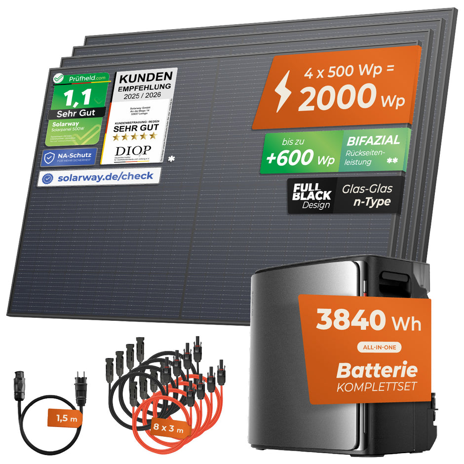 SOLARWAY Balkonkraftwerk 2000 Watt Ultra | EcoFlow STREAM Ultra X 3840 Wh Batterie