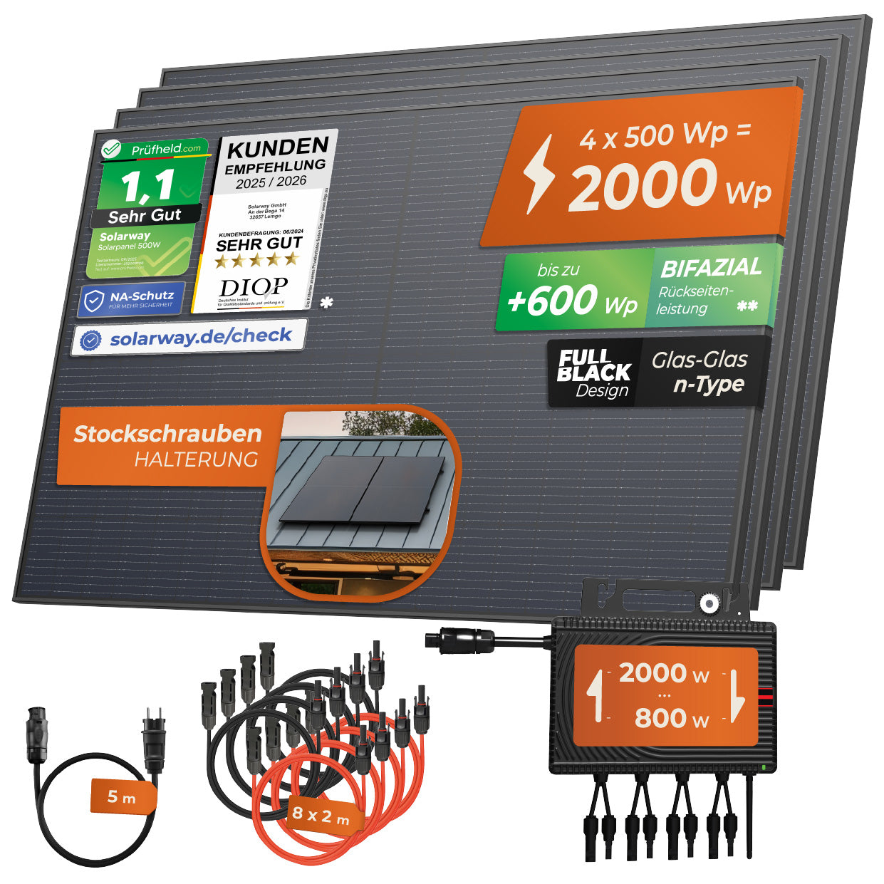 SOLARWAY Balkonkraftwerk 2000 Watt | Envertech 2000 Watt